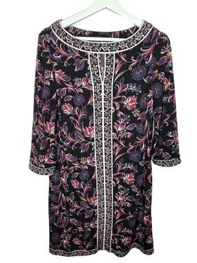 Maggy London Dress Womens 10 Paisley Shift 3 4 Sleeve Fall